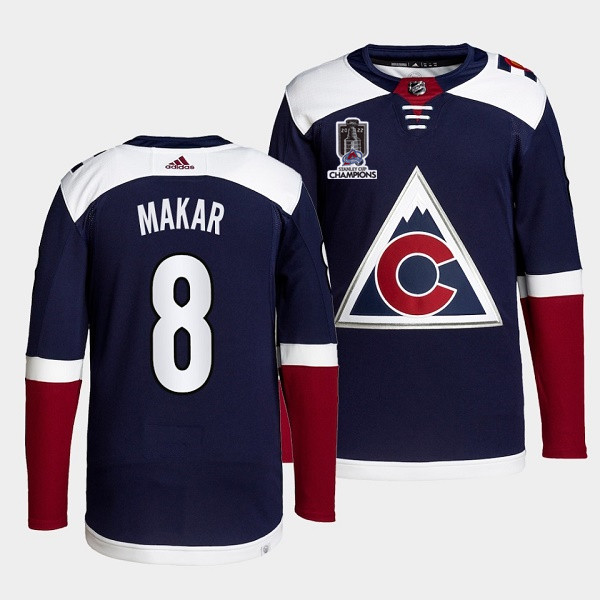 Men's Colorado Avalanche #8 Cale Makar 2022 Navy Stanley Cup Champions Patch Stitched Jersey->colorado avalanche->NHL Jersey