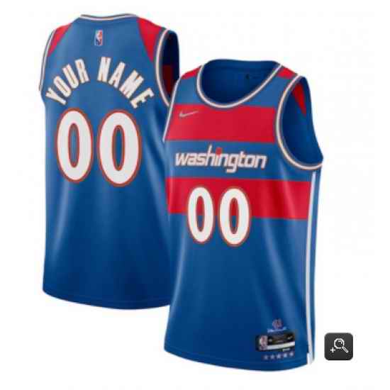 Men Women Youth Toddler Washington Wizards Active Player Custom 75th Anniversary 2021 2022 Blue City Edition Swingman Stitched Jersey->san antonio spurs->NBA Jersey