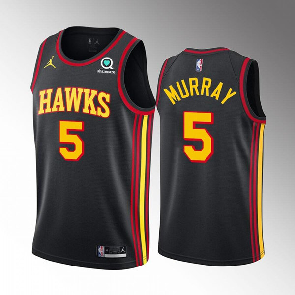 Men's Atlanta Hawks #5 Dejounte Murray Black Stitched Jersey->boston celtics->NBA Jersey