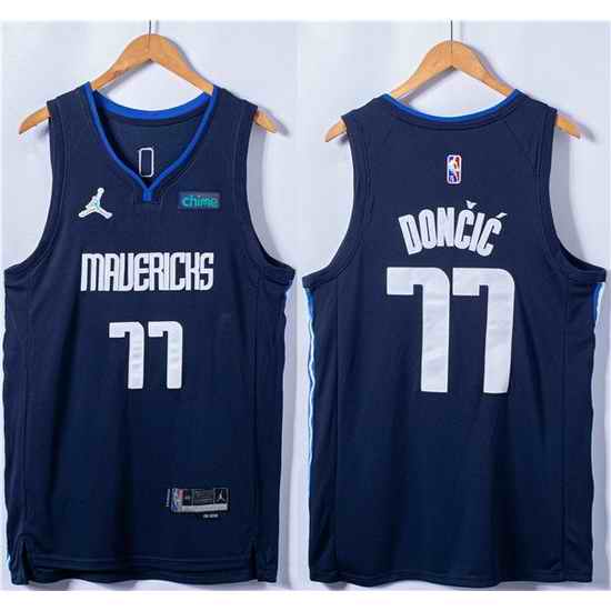 Men Dallas Mavericks #77 Luka Doncic 75th Anniversary Navy Stitched Basketball Jersey->miami heat->NBA Jersey