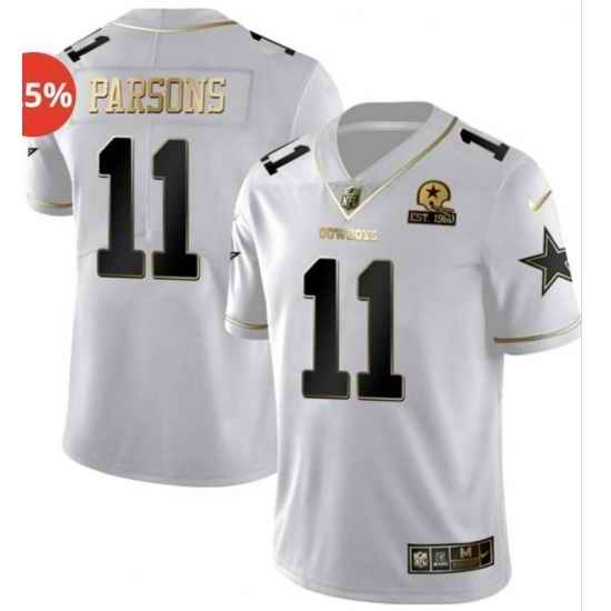 Youth Cowboys #11 Micah Parsons White Gold 100th Season Vapor Untouchable Limited Jersey->youth nfl jersey->Youth Jersey