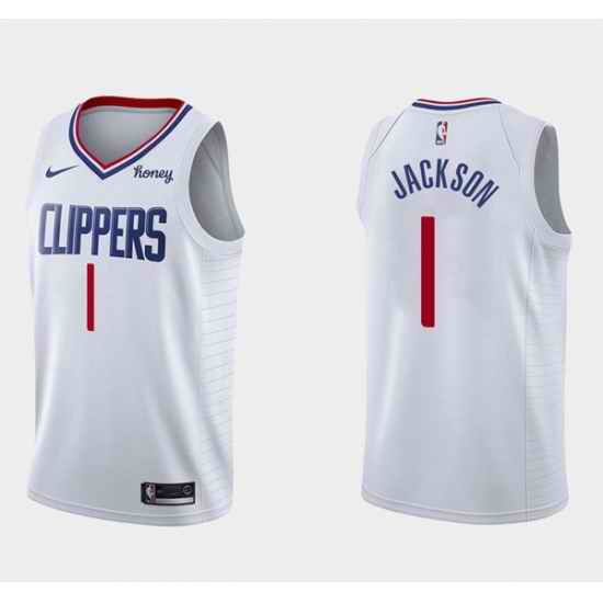 Men Los Angeles Clippers #1 Reggie Jackson White Association Edition Stitched Basketball Jersey->los angeles clippers->NBA Jersey
