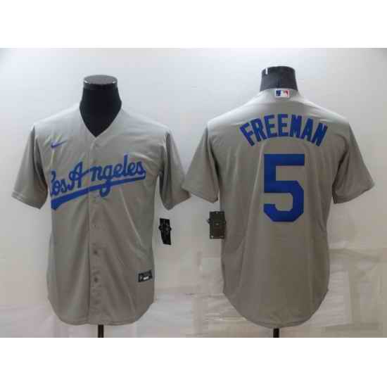 Men's Los Angeles Dodgers #5 Freddie Freeman Grey Stitched MLB Cool Base Nike Jersey->los angeles dodgers->MLB Jersey