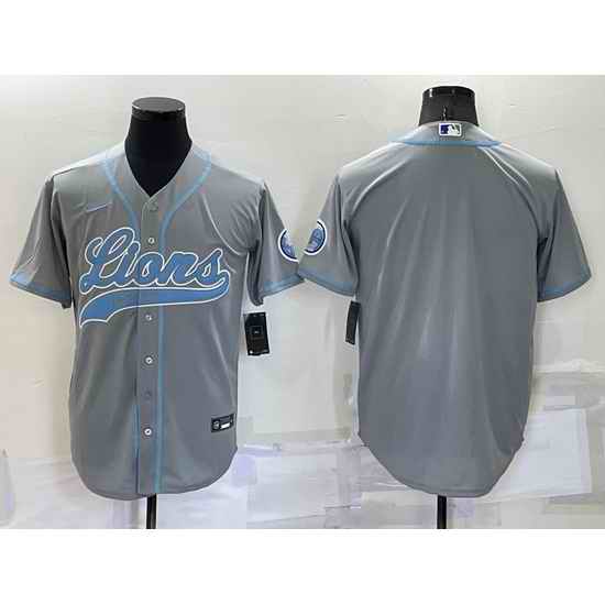 Men Detroit Lions Blank Gray Cool Base Stitched Baseball Jersey->green bay packers->NFL Jersey