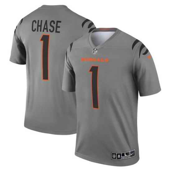 Men Cincinnati Bengals #1 Ja 27Marr Chase Gray Stitched Football Jersey->chicago bears->NFL Jersey