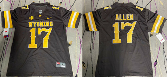 Men's Buffalo Bills #17 Josh Allen Brown Wyoming Stitched Jersey->carolina panthers->NFL Jersey