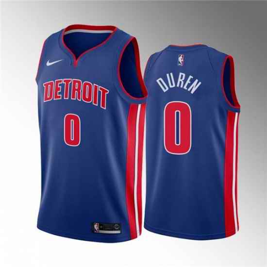 Men's Detroit Pistons #0 Jalen Duren 2020-21 Blue Icon Edition Stitched Jersey->chicago bulls->NBA Jersey
