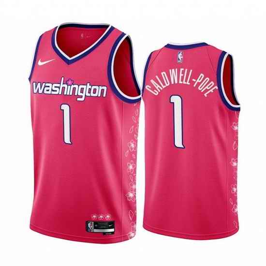 Men Washington Wizards #1 Kentavious Caldwell Pope 2022 23 Pink Cherry Blossom City Edition Limited Stitched Basketball Jersey->san antonio spurs->NBA Jersey