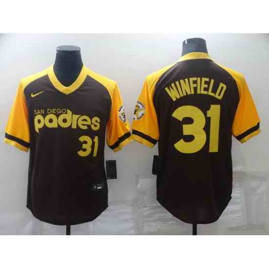 Men San Diego Padres #31 Dave Winfield Brown Stitched jersey->boston red sox->MLB Jersey