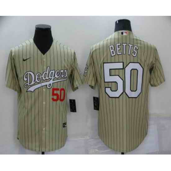 Men's Los Angeles Dodgers #50 Mookie Betts Cream Pinstripe Stitched MLB Cool Base Nike Jersey->new york yankees->MLB Jersey