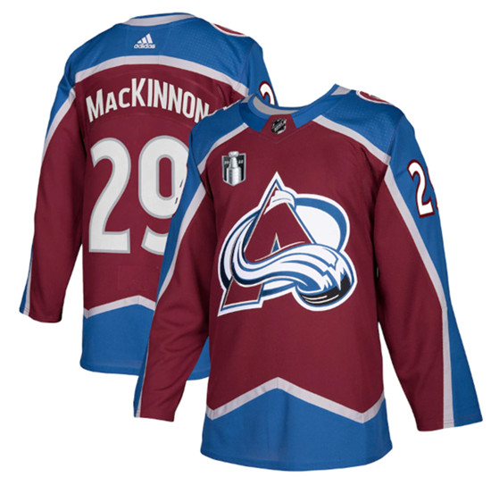 Men's Colorado Avalanche #29 Nathan MacKinnon 2022 Burgundy Stanley Cup Final Patch Stitched Jersey->tampa bay lightning->NHL Jersey