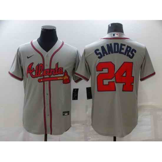 Men's Atlanta Braves #24 Deion Sanders Gray Nike MLB Jersey->atlanta braves->MLB Jersey