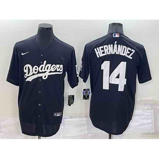 Men Los Angeles Dodgers #14 Kik E9 Hern E1ndez Black Cool Base Stitched Jerseyy->los angeles dodgers->MLB Jersey