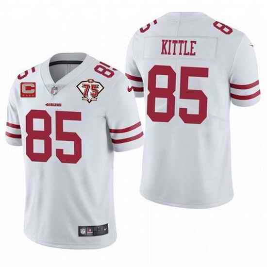Men San Francisco 49ers #85 George Kittle 2021 White With C Patch 75th Anniversary Vapor Untouchable Limited Stitched jersey->tampa bay buccaneers->NFL Jersey
