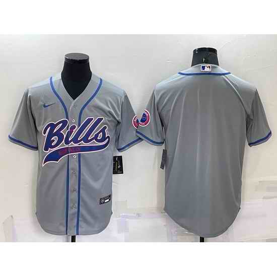 Men Buffalo Bills Blank Gray Cool Base Stitched Baseball Jersey->buffalo bills->NFL Jersey