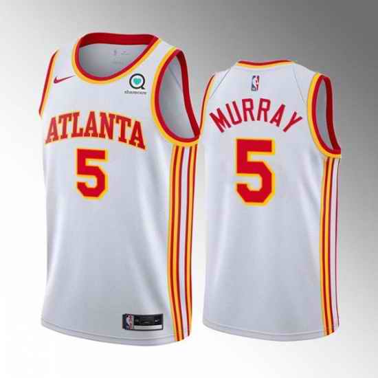 Men Atlanta Hawks #5 Dejounte Murray White Stitched Jersey->boston celtics->NBA Jersey