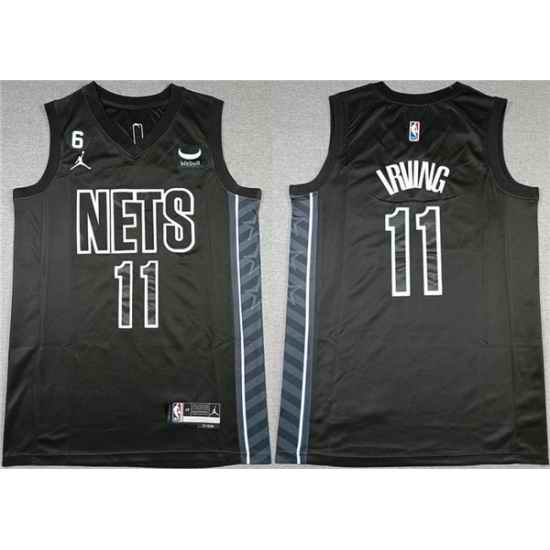 Men Brooklyn Nets 11 Kyrie Irving Black2022 23 Statement Edition No #6 Patch Stitched Basketball Jersey->charlotte hornets->NBA Jersey