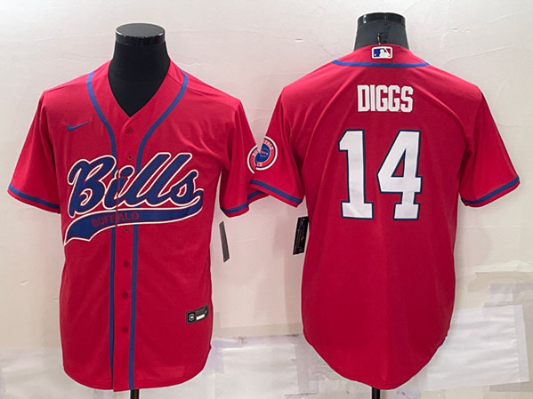 Men's Buffalo Bills #14 Stefon Diggs Red Cool Base Stitched Baseball Jersey->atlanta falcons->NFL Jersey