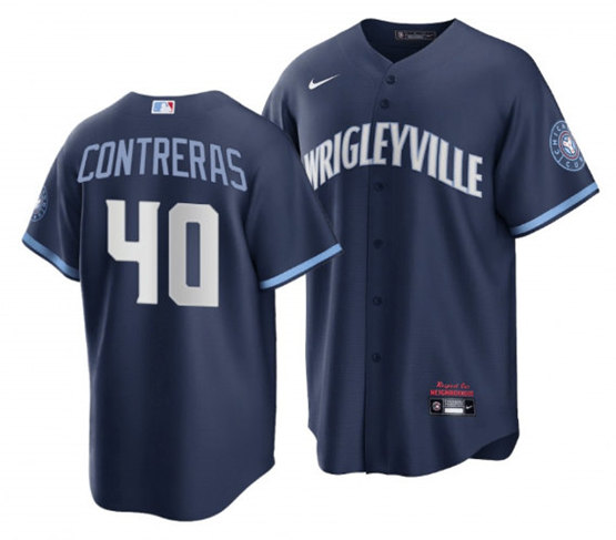 Men's Chicago Cubs #40 Willson Contreras Navy City Connect Stitched Jersey->atlanta braves->MLB Jersey