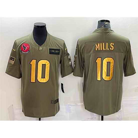 Men Houston Texans #10 Davis Mills Olive Gold Salute To Service Limited Stitched Jersey->dallas cowboys->NFL Jersey