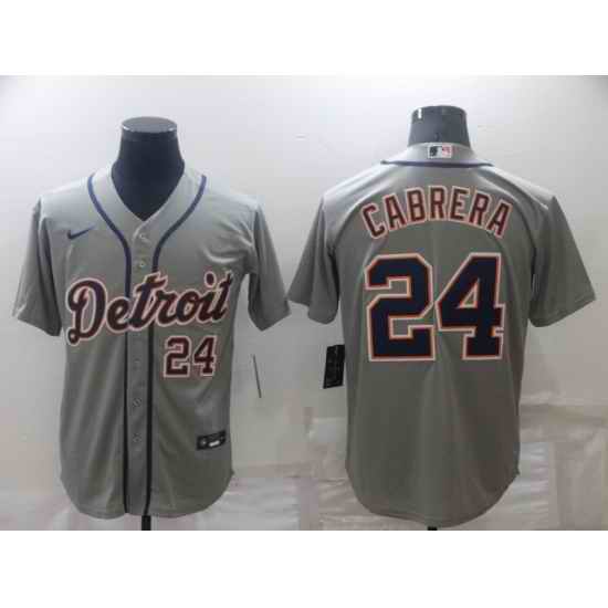 Men's Detroit Tigers #24 Miguel Cabrera Grey Stitched Cool Base Nike Jersey->houston astros->MLB Jersey