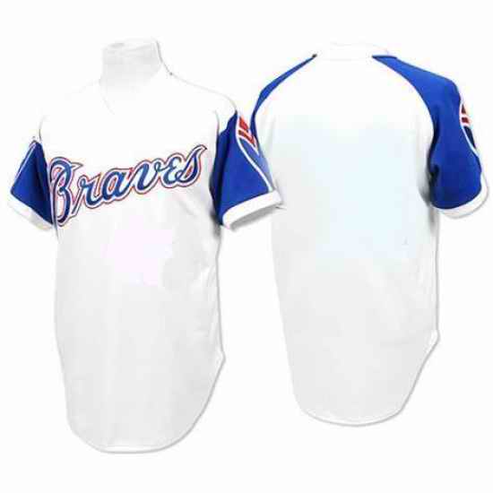 Men Mitchell and Ness 1974 Atlanta Braves Blank Replica White Throwback MLB Jersey->new york giants->NFL Jersey