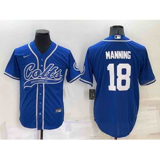 Men Indianapolis Colts #18 Peyton Manning Royal Cool Base Stitched Baseball Jersey->denver broncos->NFL Jersey