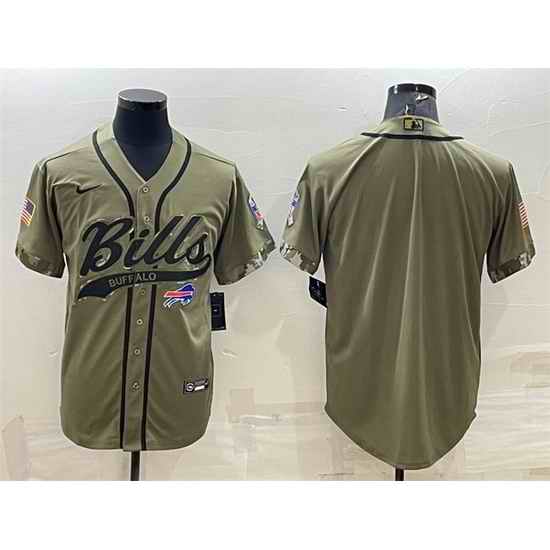 Men Buffalo Bills Blank Olive Salute To Service Cool Base Stitched Baseball Jersey->buffalo bills->NFL Jersey