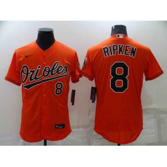 Men Nike Baltimore Orioles #8 Cal Ripken Jr Orange Flex Base Player MLB Jersey->boston red sox->MLB Jersey