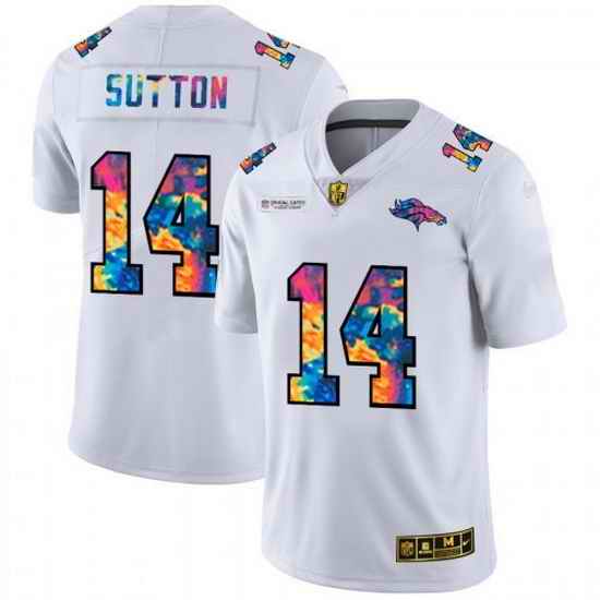 Men Denver Broncos #14 Courtland Sutton White Crucial Catch Limited Stitched Jerse->youth nfl jersey->Youth Jersey