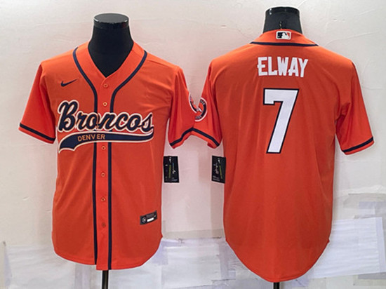 Men's Denver Broncos #7 John Elway Orange Cool Base Stitched Baseball Jersey->dallas cowboys->NFL Jersey