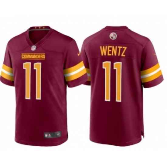 Men's Washington Commanders #11 Carson Wentz Red Burgundy Stitched Jersey Trade->new york jets->NFL Jersey