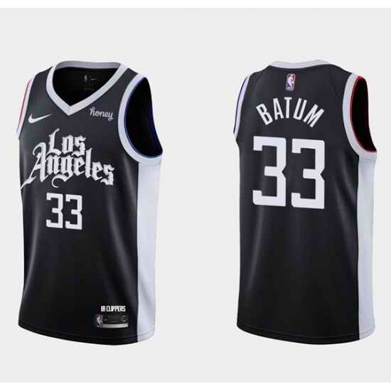 Men Los Angeles Clippers 33 Nicolas Batum 2020 #21 Black City Edition Stitched NBA Jersey->los angeles lakers->NBA Jersey