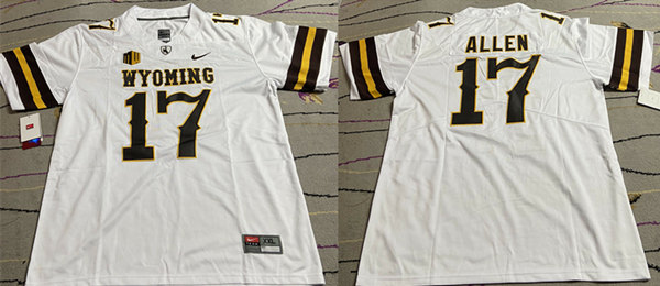 Men's Buffalo Bills #17 Josh Allen White Wyoming Stitched Jersey->carolina panthers->NFL Jersey