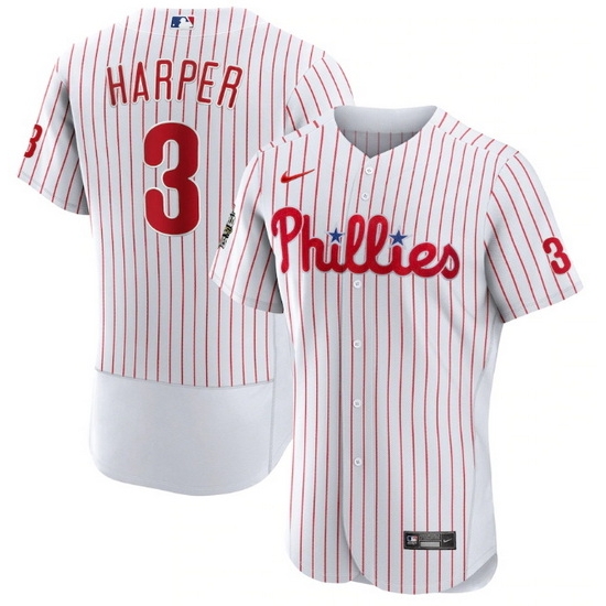 Men Philadelphia Phillies #3 Bryce Harper White 2022 World Series Flex Base Stitched Baseball Jersey->houston astros->MLB Jersey