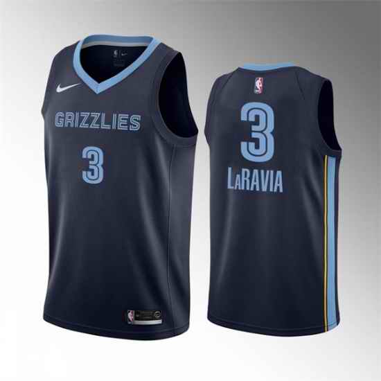 Men Memphis Grizzlies #3 Jake LaRavia Navy City Edition Stitched Basketball Jersey->los angeles lakers->NBA Jersey