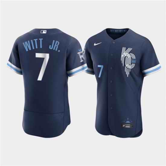 Men Kansas City Royals #7 Bobby Witt Jr 2022 Navy City Connect Flex Base Stitched MLB jersey->detroit tigers->MLB Jersey
