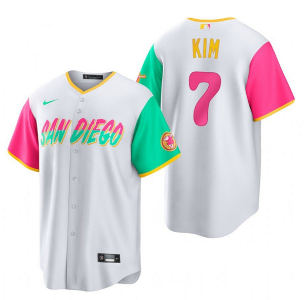 Men's San Diego Padres #7 Ha Seong Kim White 2022 City Connect Cool Base Stitched Jersey->san diego padres->MLB Jersey