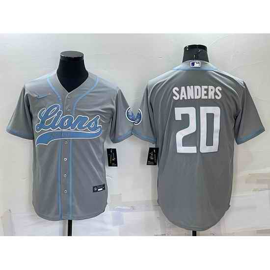 Men Detroit Lions #20 Barry Sanders Gray Cool Base Stitched Baseball Jersey->dallas cowboys->NFL Jersey