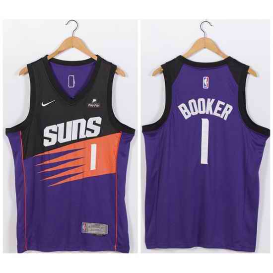 Men Phoenix Suns #1 Devin Booker Purple Stitched Jersey->miami heat->NBA Jersey
