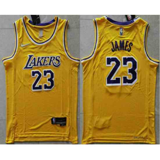 Men Los Angeles Lakers #23 LeBron James 75th Anniversary Diamond Gold 2021 Stitched Jersey->los angeles lakers->NBA Jersey
