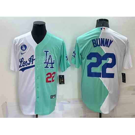 Men Los Angeles Dodgers #22 Bad Bunny 2022 All Star White Green Cool Base Stitched Baseball Jersey->houston astros->MLB Jersey