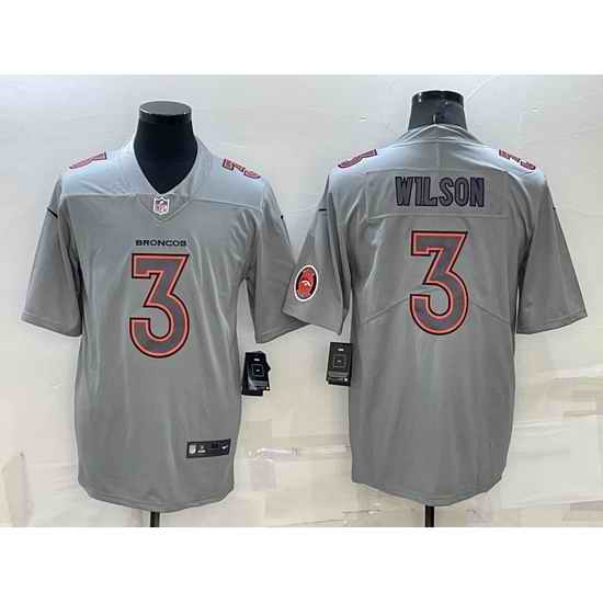 Men Denver Broncos #3 Russell Wilson Grey Atmosphere Fashion Stitched Jersey->green bay packers->NFL Jersey