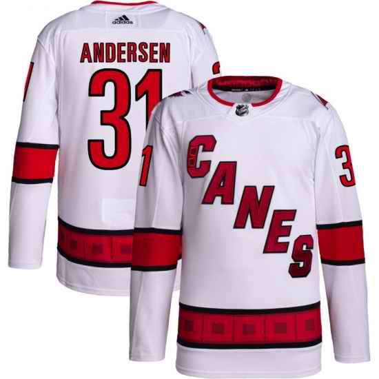 Men Carolina Hurricanes Frederik Andersen #31 White Adidas Reverse Retro Jersey->women nhl jersey->Women Jersey