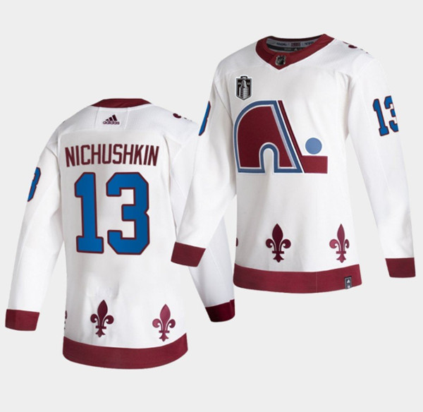 Men's Colorado Avalanche #13 Valeri Nichushkin White 2022 Stanley Cup Final Patch Reverse Retro Stitched Jersey->colorado avalanche->NHL Jersey