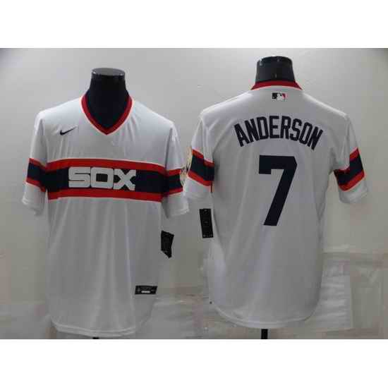 Men Chicago White Sox #7 Tim Anderson Throwback Cool Base Stitched Jerseys->los angeles angels->MLB Jersey