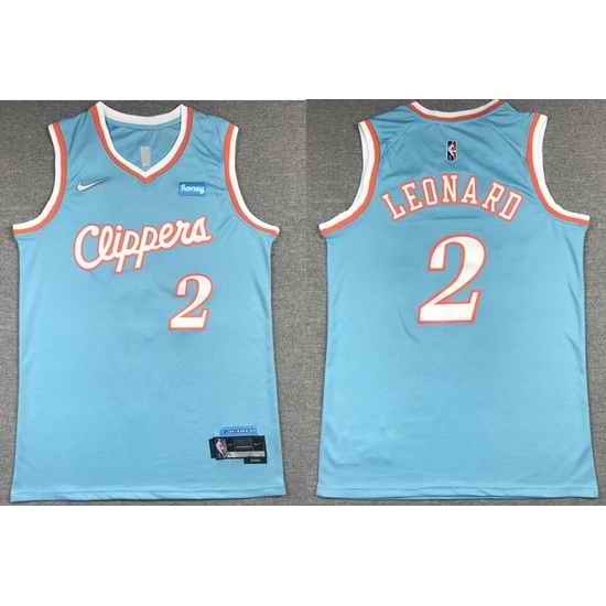 Men Los Angeles Clippers #2 Kawhi Leonard Blue 75th Anniversary 2021 2022 City Edition NBA Jersey->detroit pistons->NBA Jersey