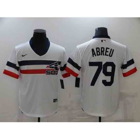 Men's Nike Chicago White Sox #79 Jose Abreu White Throwback Jersey->houston astros->MLB Jersey