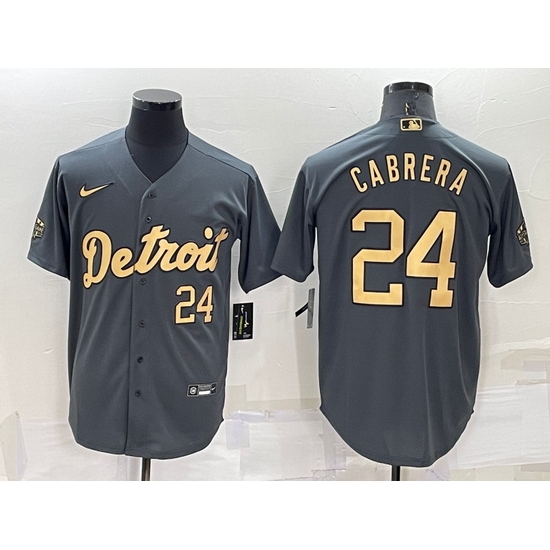 Men Detroit Tigers #24 Miguel Cabrera 2022 All Star Charcoal Cool Base Stitched Jersey->houston astros->MLB Jersey