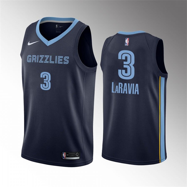 Men's Memphis Grizzlies #3 Jake LaRavia 75th Anniversary Statement Edition Navy Stitched Basketball Jersey->miami heat->NBA Jersey